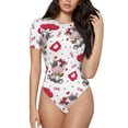 thumbnail image 2 of Goofa Caring Cow Printed Women Rash Guard Short Sleeve,Tummy control Swimsuit Surfing Swimsuit Bathing Suit One Piece Swimsuit UPF 50-, 2 of 9