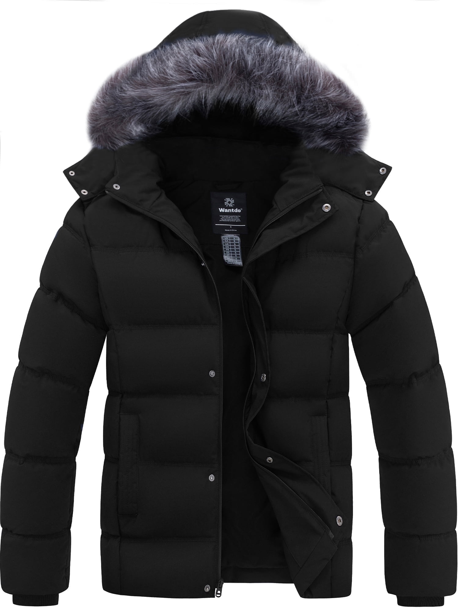 Wantdo Men's Winter Puffer Jacket with Detachable Hood