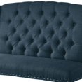 thumbnail image 3 of Homestock 48 Inch Classic Loveseat Bench In Blue Tufted Linen With Nailhead Trim - Stylish 2 Seater Wingback Design For Comfort And Support, Dimensions: 42.5" H X 48" W X 26.75" L, 3 of 4