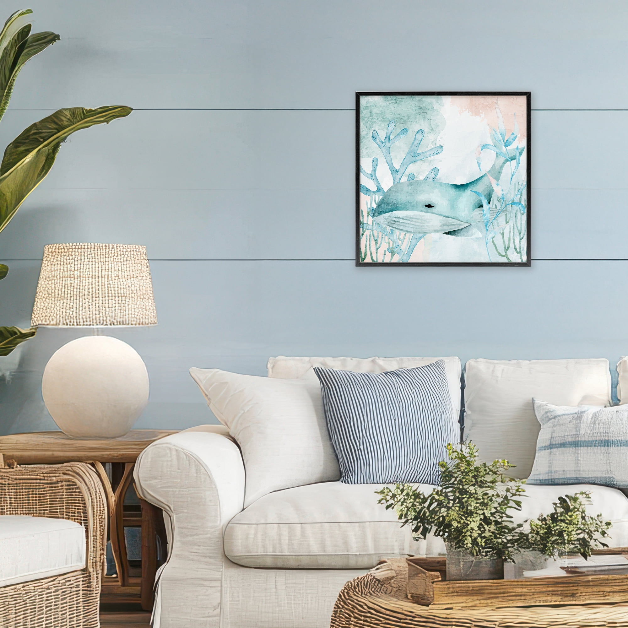 Stupell Industries Whale Sea Swim Black Framed Giclee Art, design by Kim Allen
