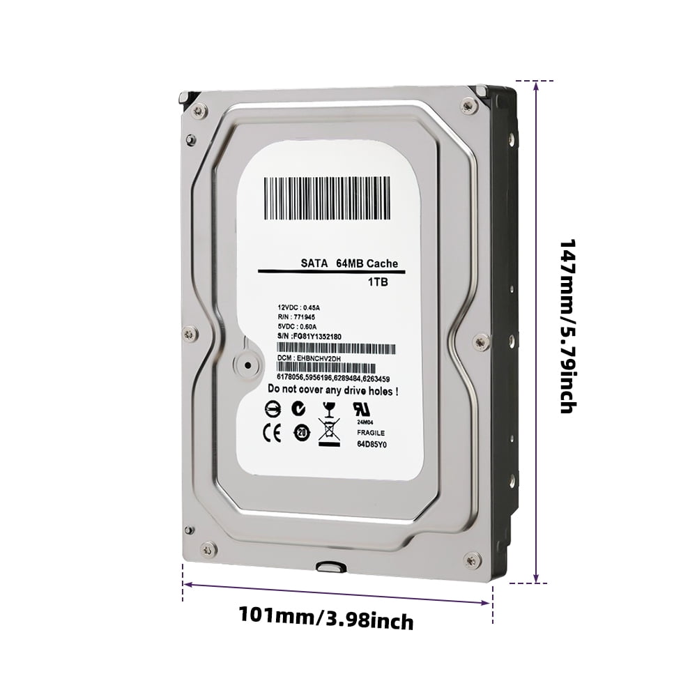 MDHAND 1TB Surveillance Internal Hard Drive HDD - SATA 6 Gb/s, 5400-7200 RPM 64 MB Cache, 3.5"