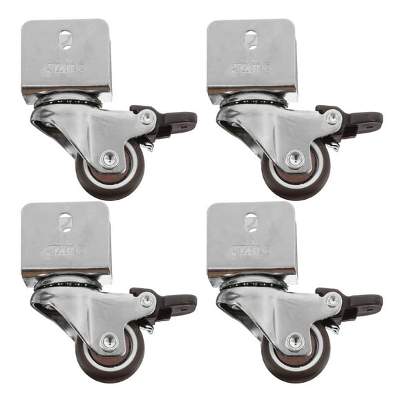 WRITWAA Furniture Casters Silent Type Stainless Steel U-Shaped Plate Wheels for Home Use 4 Pieces