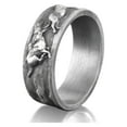 thumbnail image 4 of Wolf Family Silver Mens Nature Ring, Engraved Wolf Oxidized Promise Ring For Men, Silver Animal Ring For Boyfriend, Mens Wedding Band Ring, 4 of 5