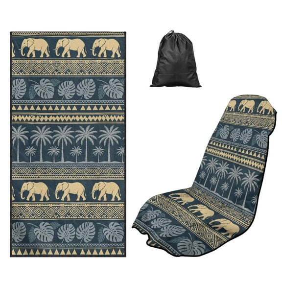 FOR U DESIGNS Elephant Monstera Geometric Print Car Seat Towel Covers Portable Washable Car Towel Seat Cover with Seat Absorption Athletic Outdoor Sport Running Towel