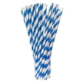 thumbnail image 2 of Blue and White Striped Paper Straws, 100 Pack Disposable Drinking Straws for Party Decor, Dessert Bars, Cocktails, Beverages and Holiday Gatherings, 2 of 9