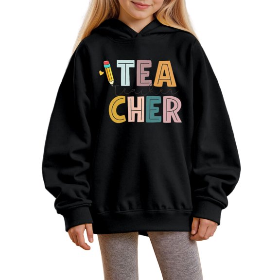 Hoodies for Toddler Girls Pencil Letter Print Long Sleeve Pullover Kids Sweatshirts Clothes Size 2-3T