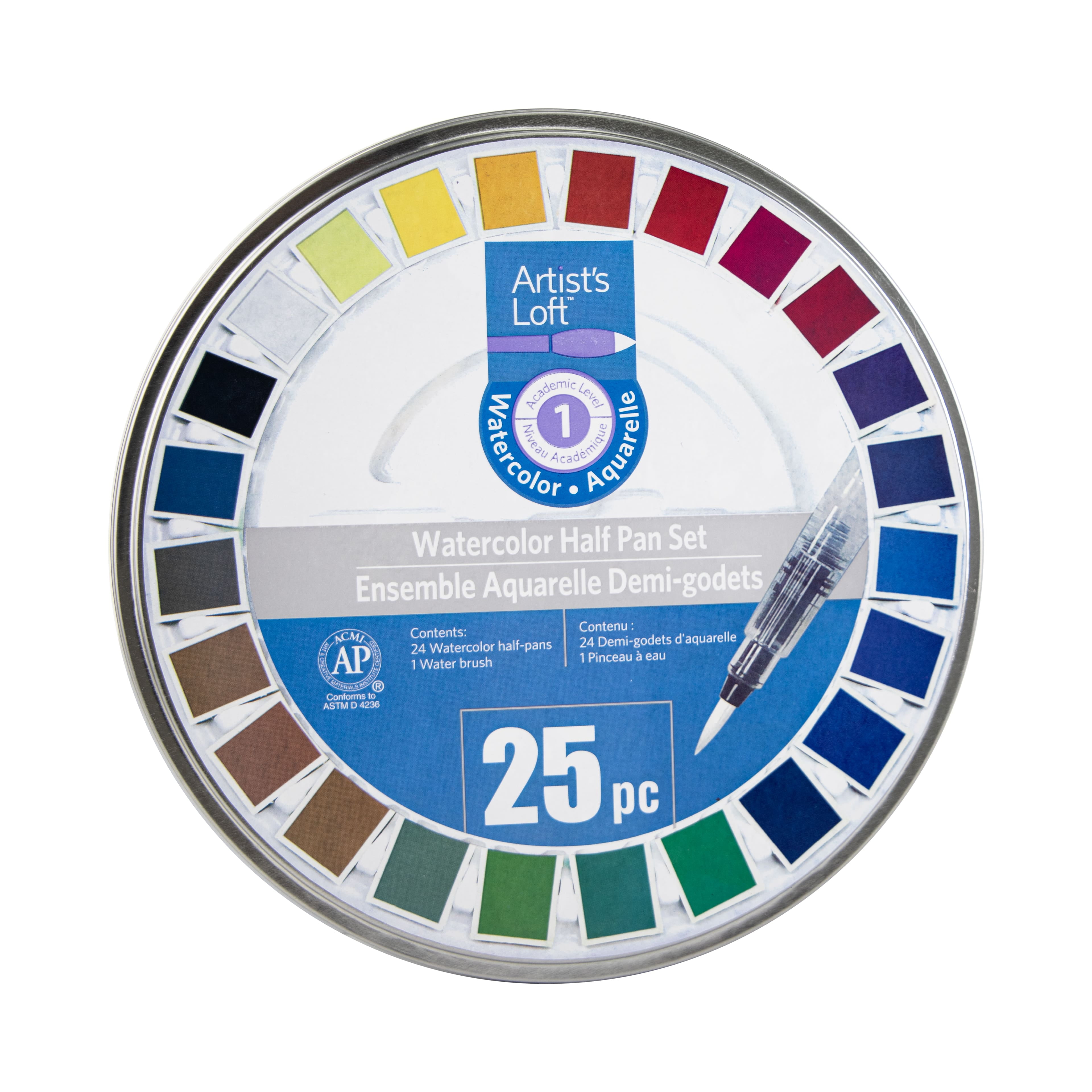 Artist's Loft Watercolor Half-Pan Set with Water Brush