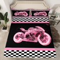 thumbnail image 2 of Erosebridal Neon Motorcycle Sheet Set King, Honeycomb Geometry Bedding Sets King Size, Extreme Sports Decor, 2 of 7