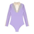 thumbnail image 5 of YONGHS Womens Glittery Gymnastics Dance Leotard Sheer Mesh Ballet Bodysuits Top Latin Dancewear Light Purple XL, 5 of 7