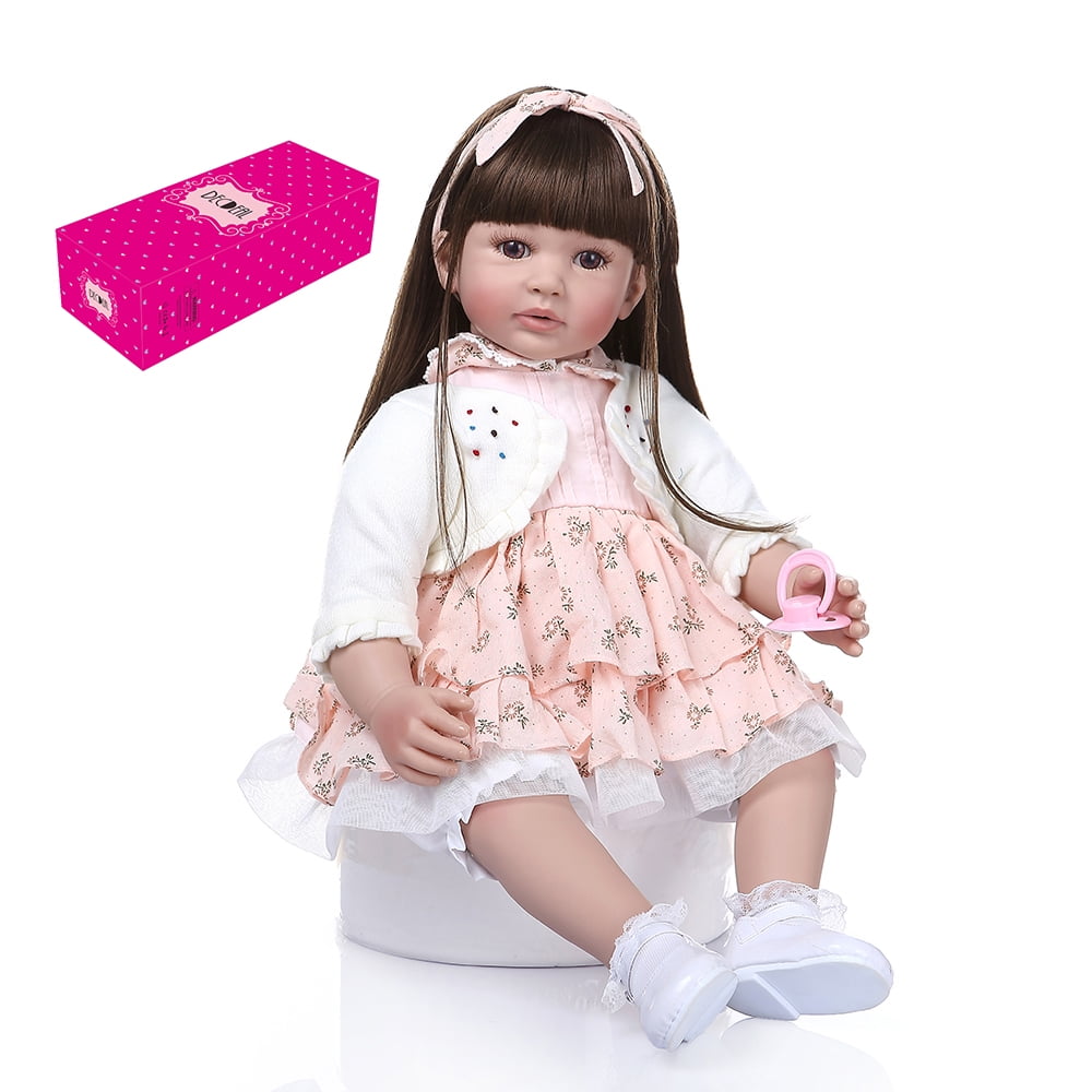 Decdeal 24 inch Baby Doll Big Size Lifelike Silicone Rebirth Dolls Soft