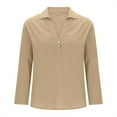 thumbnail image 6 of purcolt Women's Cotton Linen Long Sleeve T Shirts Dressy Casual V Neck Collared Tunic Tops Business Work Blouses(Khaki, M), 6 of 6