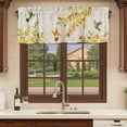 thumbnail image 6 of 2 Pack Valances for Window, Spring Floral Short Curtains for Kitchen Bedroom Living Room, Watercolor Forsythia Flowers Hummingbirds Beige Rod Pocket Small Window Treatment Valance Drapes 60 x 18 Inch, 6 of 8