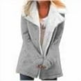 thumbnail image 5 of FNFYFH Women's Faux Fur Lapel Coat Long Sleeve Solid Color Fleece Lined Jacket Winter Warm Button Jackets With pockets, 5 of 6