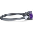 thumbnail image 6 of Three Stone Ring Kite Shape Amethyst Cubic Zirconia Black Tone 925 Sterling Silver, Size 9, 6 of 7