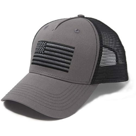 Grey & Black American Flag Hat for Men & Women – USA Snapback Trucker Baseball Cap by International Tie