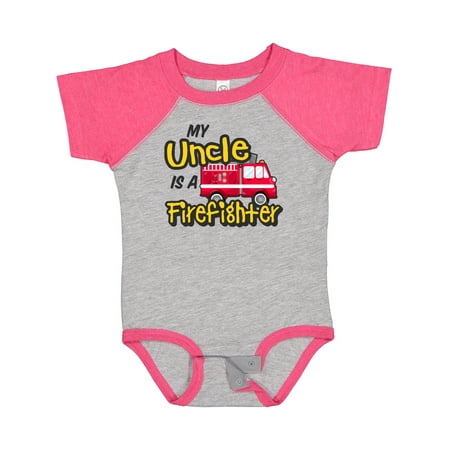 

Inktastic My Uncle is a Firefighter with Fire Truck Boys or Girls Baby Bodysuit