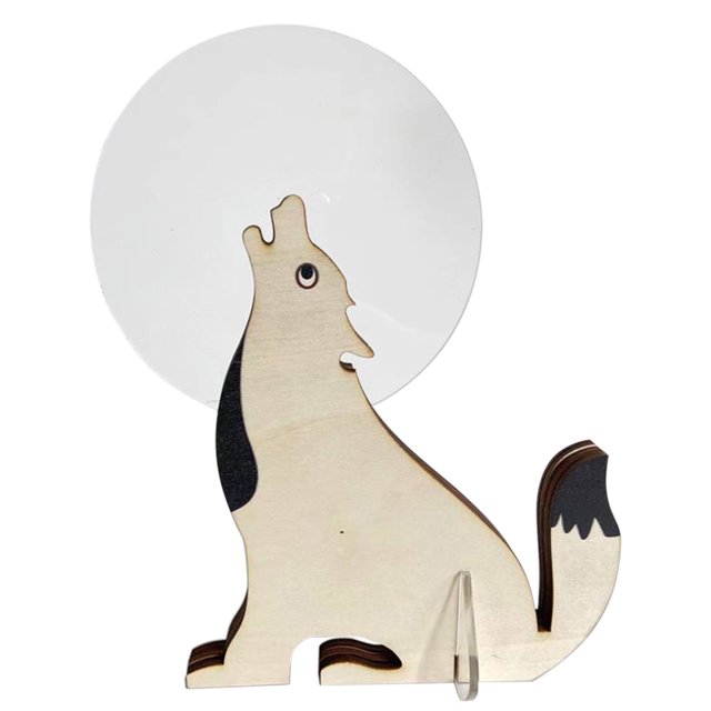 Eyfqtcs Lámpara De Mesa Led De Madera Con Forma De Wolfdog, Luz De Noche De Escritorio Para Estudio Interior De Salón