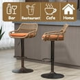 thumbnail image 6 of BISHE Adjustable Rattan Bar Stools Set of 2 with Cushion, Boho Bar Stools with Footrest, Wicker Barstools Counter Height with Backs, High Chair for Kitchen Island, Bistros, Metal Base, Orange, 6 of 7