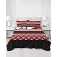 thumbnail image 2 of Quilts Queen Size Bedding Set, Red Black Grey Stripes Lightweight Quilted Comforter, Abstract Lines Geometric Modern Soft Reversible Bedspread Coverlet with Pillow Covers for All Season, 90" x 96", 2 of 7
