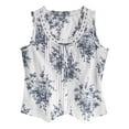 thumbnail image 2 of Women's La Cera 1487-2 100% Cotton Woven Sleeveless Printed Pajama Set (Lrg. White/Blue Floral M), 2 of 5