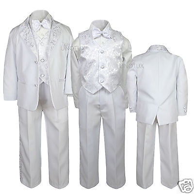 NEW Boys Baptism Communion Wedding Formal White Suit  S M L XL 2T 3T 4T 5 6 7-20