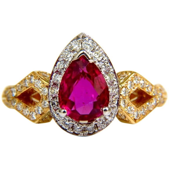 GIA NO HEAT 2.40CT NATURAL RUBY DIAMOND RING CLASSIC SET UNHEATED BLOOD