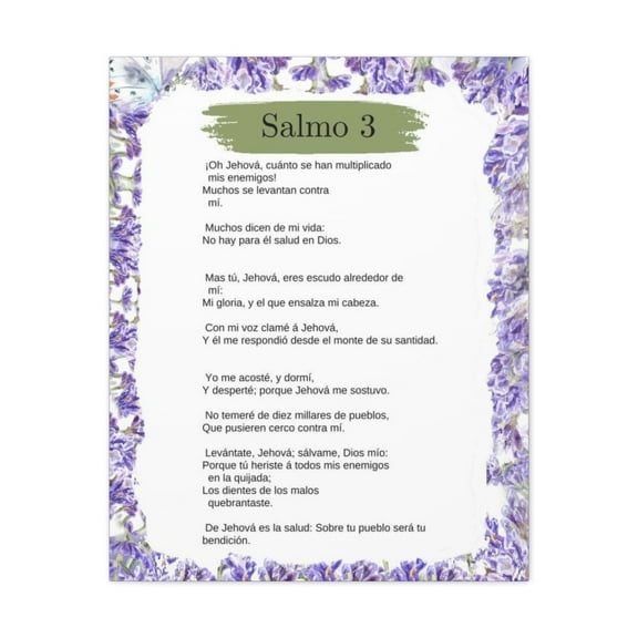 Salmo 3 Impresion De Arte Crist en la Pared Lista Para Colgar in Spanish Ready to Hang Bible Canvas Unframed