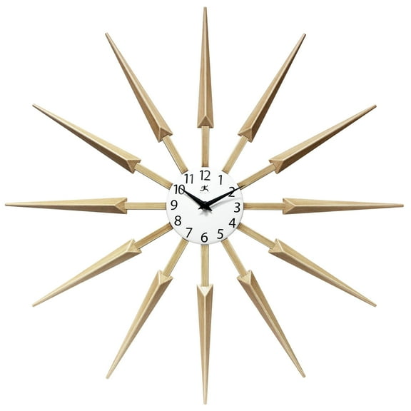 Infinity Instruments Celeste Starburst Mid-Century Modern Unique Large Wall Clock 24 inch by  - 24.5 x 1.75 x 24.5 Tan N/A