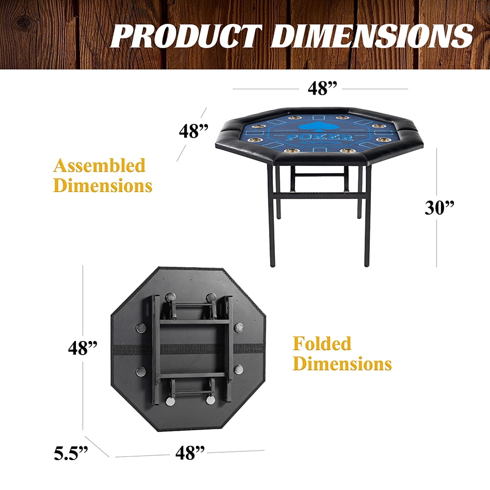 48-in Poker Table with Folding Legs and Drink Holders for 8 Players Perfect for Game Rooms, by Barrington