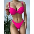 thumbnail image 2 of Abcnature Women's Bikini Swimsuits Sets, Thong Bikini Sets Solid Sexy Steel Bracket Solid Bikini Push-Up Padded Beachwear Set Swimwear Bikini Sets for Women Hot Pink L, 2 of 6