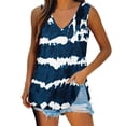 thumbnail image 1 of Playeras,Blusas y Tops,Ropa para Mujer Mujeres Tank Top Mujeres Casual Tie Dye Gradient Stripes Impresión Cuello en V Sin mangas Chaleco Camiseta Blusa Tops (Navy, M), 1 of 6