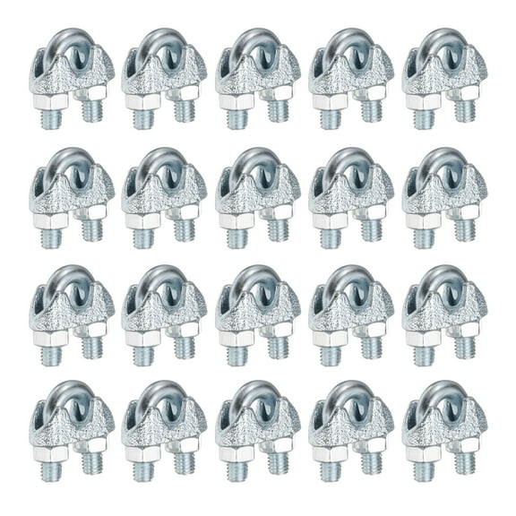 20 Pcs M5 Steel Wire Rope Clip Clamps, 1/4" Wire Rope U-Bolt Cable Clamps Saddle Fastener