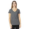thumbnail image 1 of T-Shirt à Manches Courtes Col en V pour Femmes - Charbon Chiné - L, 1 of 3