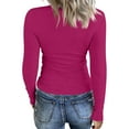 thumbnail image 4 of Mohiass Womens Long Sleeve Stretch Crewneck Ribbed T-Shirt Fitted Casual Basic Tops Hot Pink L, 4 of 8