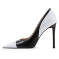 thumbnail image 2 of YDN Women Fashion Pointed Closed Toe Slip On Pumps Sexy Stiletto High Heels Party Dress Prom Office Shoes Size 7 Black White, 2 of 4