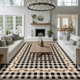 thumbnail image 4 of Area Rug for Living Room, Texas Star Vintage Non-Slip Indoor Ex Large Carpet for Bedroom/Dining Room, Retro Country Brown Stars Checkered Washable Low-Profile Rectangle Floor Runner Rugs - 8 x 10 Ft, 4 of 7