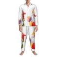 thumbnail image 3 of Naloa Summer Gnome Men’s Pajamas Set - Long Sleeve Button Down Sleep Shirt and Pajama Bottoms Sleepwear Set-Small, 3 of 7