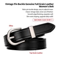 thumbnail image 4 of Catelles Women's Black Cowhide Leather Belt, Classic Silver Alloy Buckle, Adjustable Casual Belt, Suitable for Jeans, Pants and Dresses, Wear-Resistant and Non-deforming, Gift Box&Size waist 27-29", 4 of 9