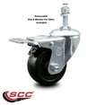 thumbnail image 2 of 3.5 Inch Hard Rubber Wheel Swivel 10mm Threaded Stem Caster Total Lock Brake, 2 of 2