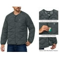 thumbnail image 4 of Little Donkey Andy Men's Quilted Jacket Lightweight Bomber Puffer Jacket Long Sleeve Padded Coat with 6 Pockets Grey M, 4 of 7
