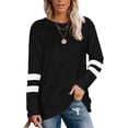 thumbnail image 1 of T-Shirts Décontractés à Manches Longues Rayés pour Femmes, Col Rond, Hauts Unis, Blouse Ample de Loisirs, 1 of 4