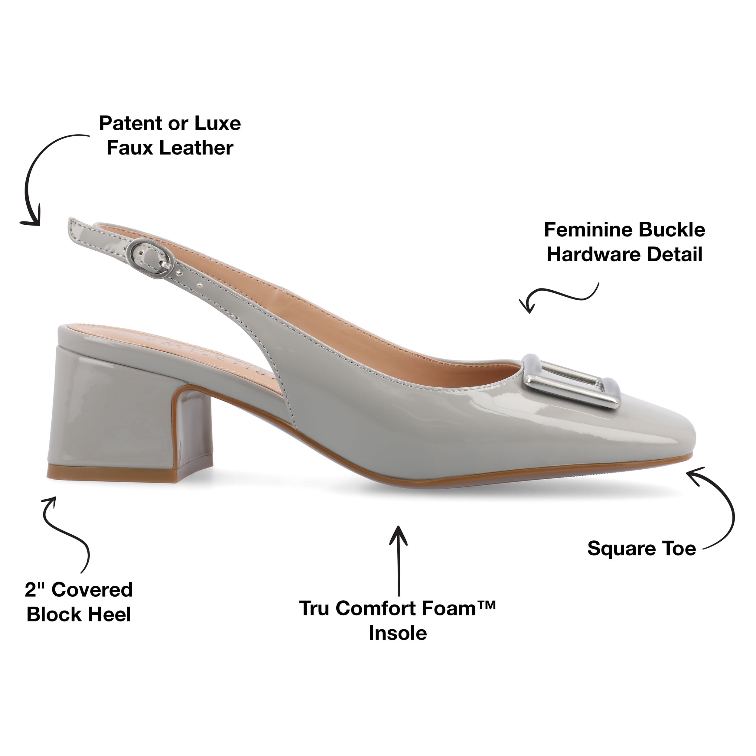 Journee Womens Everlee Sling Back Square Toe Pumps