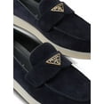 thumbnail image 2 of Prada Enamel Triangle-Logo Suede And Leather Loafers Black (Women's), 2 of 6