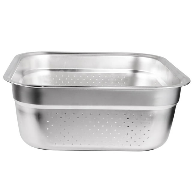 Stainless Steel Square Colander, Kitchen Basket with Uniform Drainage Holes for Efficient Rinsing, Large Square Container for Kitchen, Vegetable Washing Basin, Ideal for Food Prep and Storage