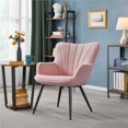 thumbnail image 2 of Alden Design Upholstered Fabric Modern Accent Chair, Pink, 2 of 6