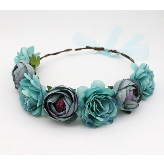 LOLIPPYY Blue Simulated Rose Bridal Flower Headpiece Wedding Hair Accessories for Decoration Events