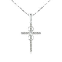 ANGARA Natural Diamond Cross and Infinity Pendant in 14K White Gold for Women (Size-0.9mm| Color-K| Clarity-I3) | April Birthstone, Anniversary, Jewelry Gift for Women | Natural Diamond Necklace