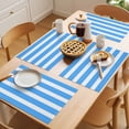 thumbnail image 5 of Blue Striped Placemats Set of 6 Modern Simple Monochrome Geometric White Place Mats Indoor Wipeable Table Mats Washable Cloth Dining Table Placemats for Kitchen Holiday Party Home Decor 13x19 Inch, 5 of 9