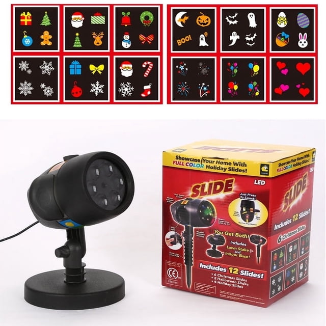 Halloween Christmas Snowflake Projection Lights LED 12 Card Garden Lights Outdoor Waterproof Patio Ground Plug Lights