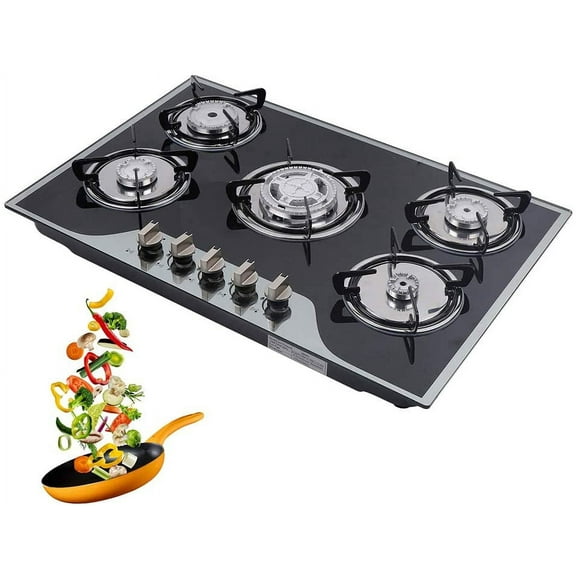 SHZICMY 35.4" Gas Cooktop, 5 Burner Stove Cooktop LPG/NG Gas Cooktop
